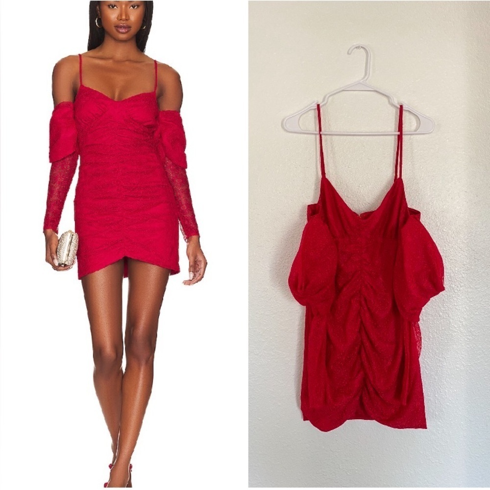 Lovers and Friends Red Off-Shoulder Sierra Mini Dress XL